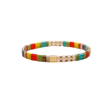 LEAFY MULTICOLOURED MIYUKI TILA BEADS BRACELET