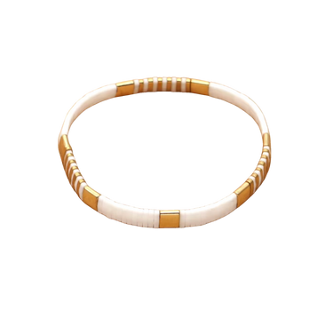 White & Gold Miyuki Tila Beads Bracelet