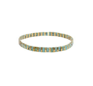 TURQUOISE & GOLD MIYUKI TILA BEADS BRACELET