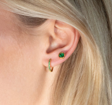 Green Stud & Hoop Earrings