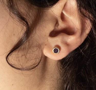 Purplish Red Stud & Hoop Earrings