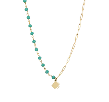 Sun Pendant Turquoise Necklace