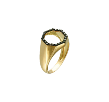 Pinky Black Diamond Gold Ring