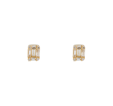 Baguette Diamond Yellow Gold Earrings